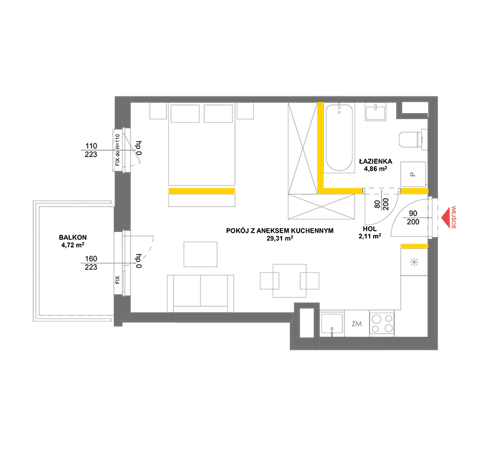 Plan 1 pok. 36m²