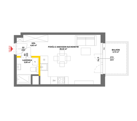 Plan 1 pok. 29m²