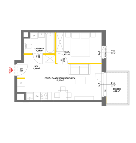 Plan 2 pok. 37m²