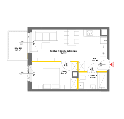 Plan 2 pok. 39m²