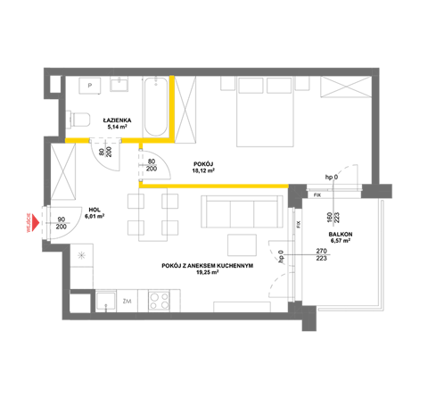 Plan 2 pok. 49m²
