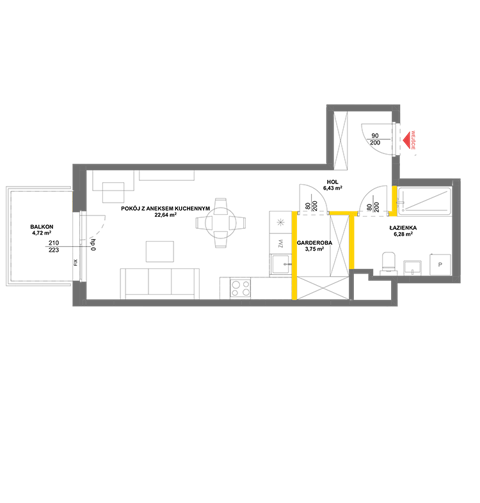 Plan 1 pok. 39m²