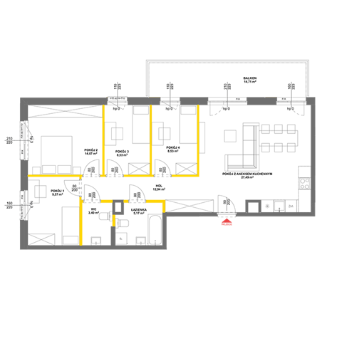 Plan 5 pok. 90m²