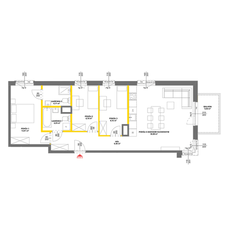 Plan 4 pok. 81m²