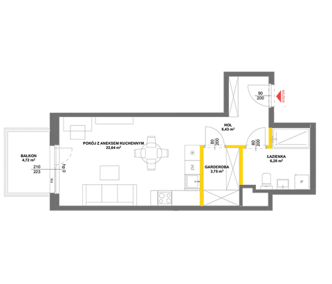 Plan 1 pok. 39m²