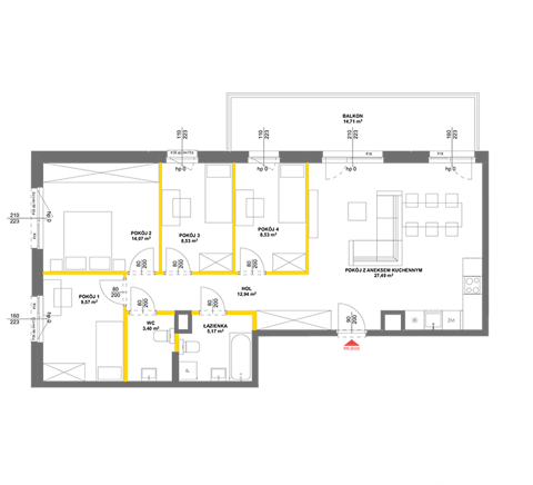 Plan 5 pok. 90m²