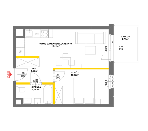 Plan 2 pok. 39m²