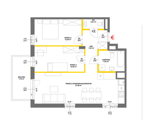 Plan 3 pok. 67m²