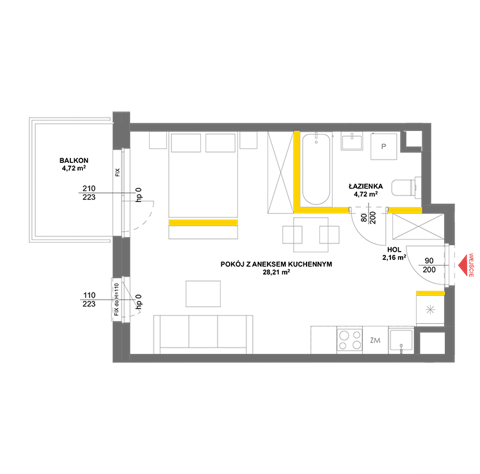 Plan 1 pok. 35m²