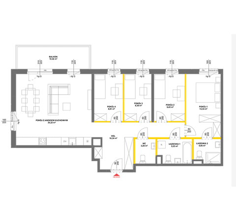 Plan 5 pok. 105m²