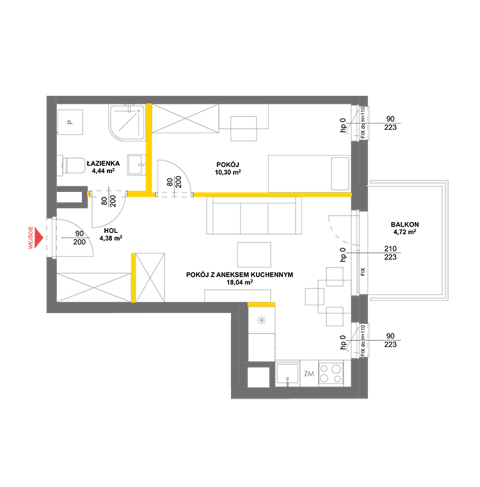 Plan 2 pok. 37m²
