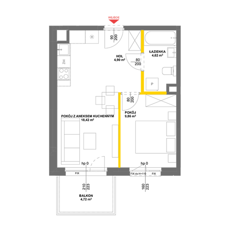 Plan 2 pok. 38m²