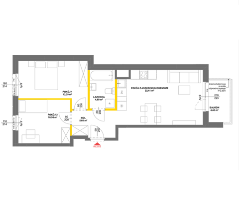 Plan 3 pok. 57m²