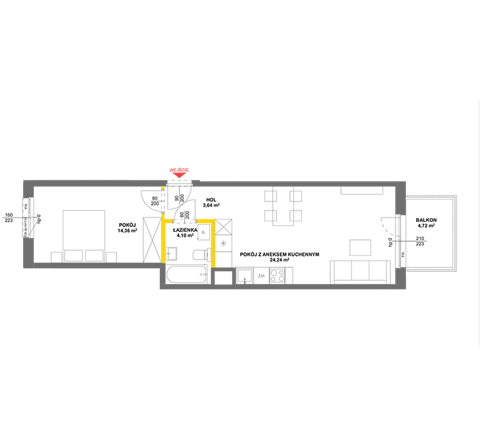 Plan 2 pok. 46m²
