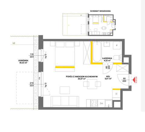 Plan 1 pok. 35m²