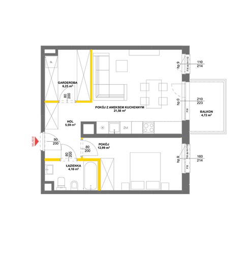 Plan 2 pok. 51m²