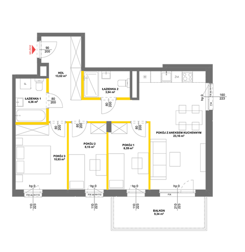 Plan 4 pok. 73m²