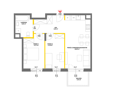 Plan 3 pok. 60m²