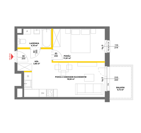 Plan 2 pok. 38m²