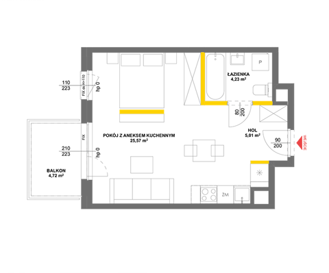Plan 1 pok. 35m²