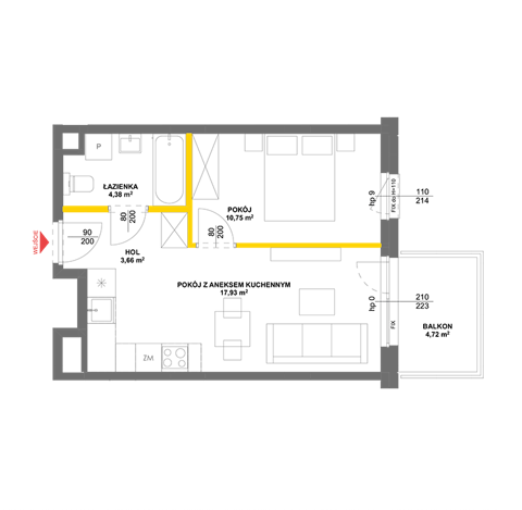Plan 2 pok. 37m²