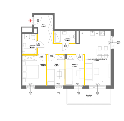 Plan 4 pok. 73m²