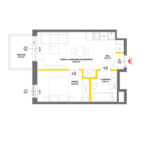 Plan 2 pok. 37m²
