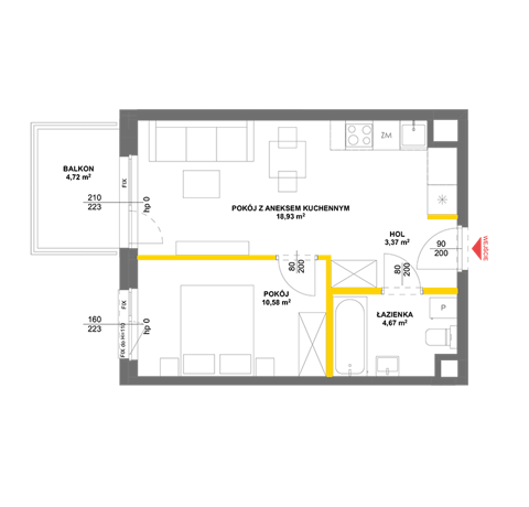 Plan 2 pok. 38m²