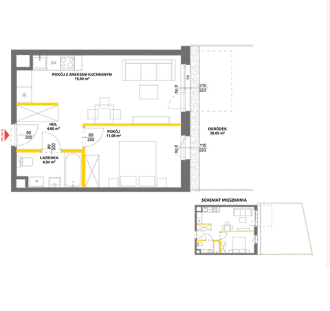 Plan 2 pok. 39m²