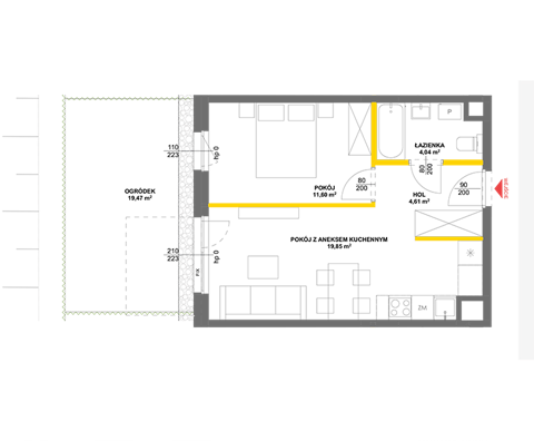 Plan 2 pok. 40m²