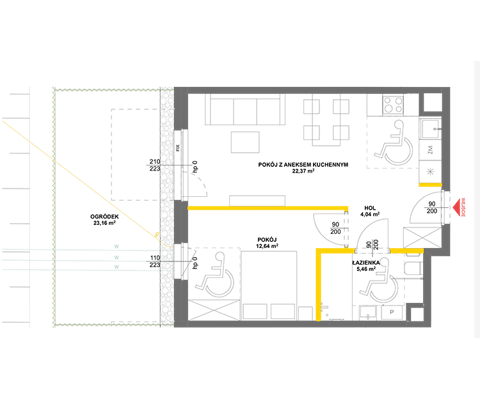 Plan 2 pok. 45m²