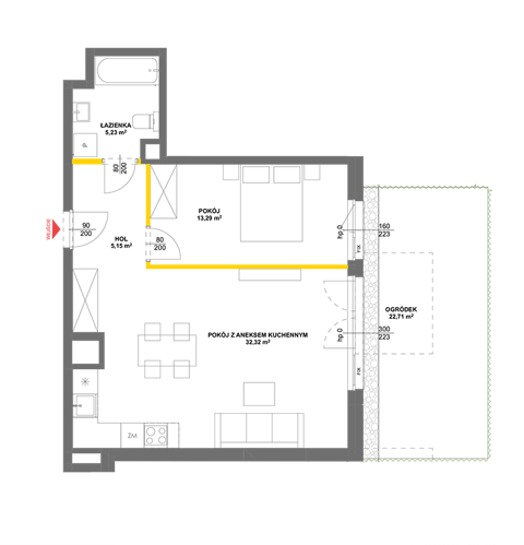 Plan 2 pok. 56m²