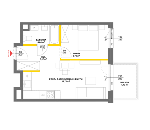 Plan 2 pok. 38m²