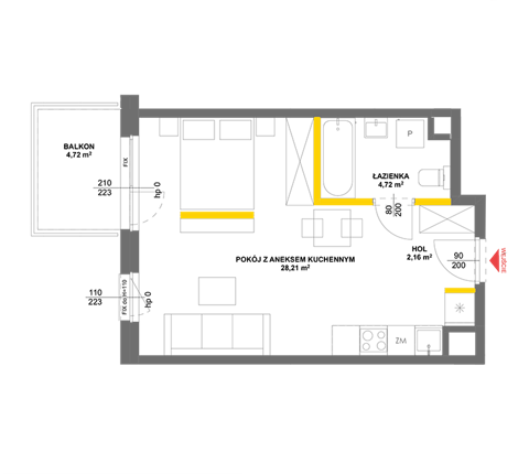 Plan 1 pok. 35m²