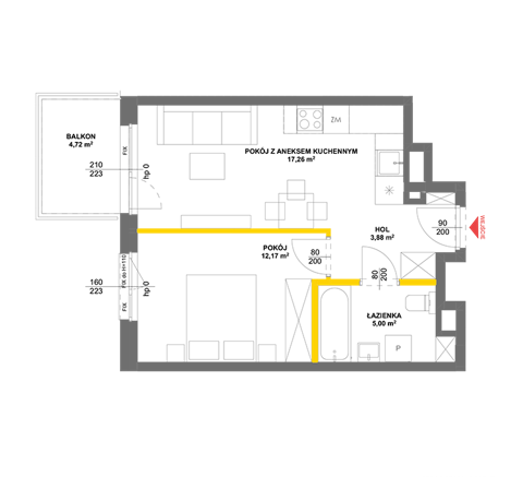 Plan 2 pok. 38m²