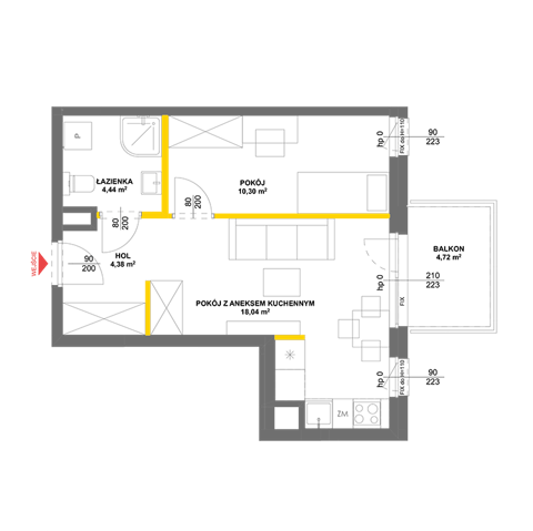 Plan 2 pok. 37m²