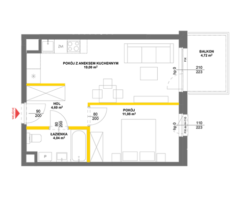 Plan 2 pok. 39m²