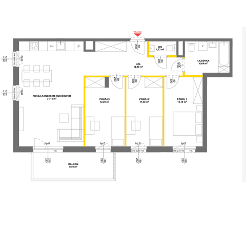 Plan 4 pok. 88m²