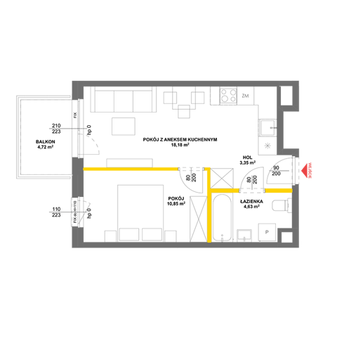 Plan 2 pok. 37m²