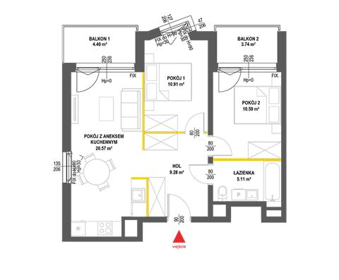 Plan 3 pok. 56m²