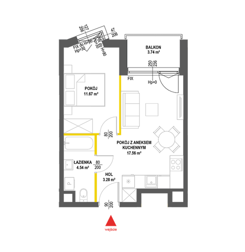 Plan 2 pok. 37m²