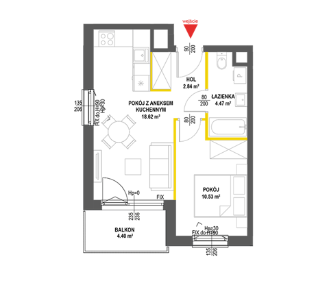 Plan 2 pok. 36m²