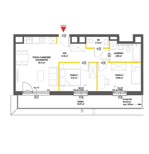 Plan 3 pok. 55m²