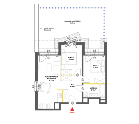 Plan 3 pok. 56m²