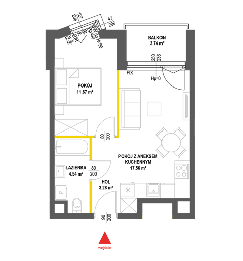 Plan 2 pok. 37m²