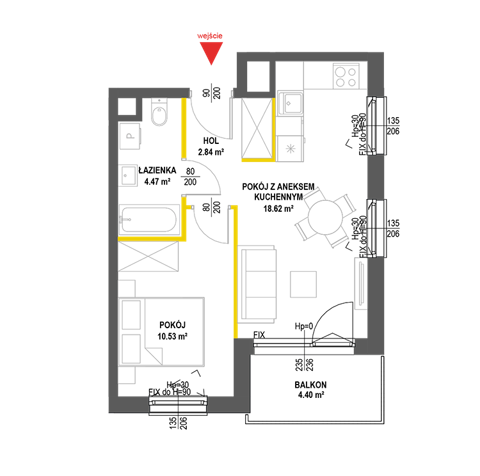 Plan 2 pok. 36m²