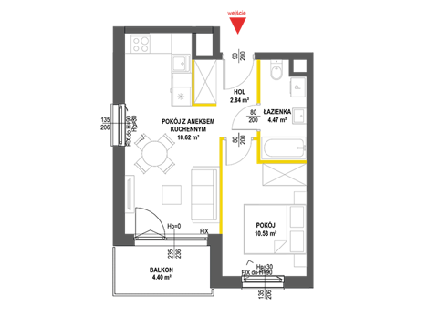 Plan 2 pok. 36m²