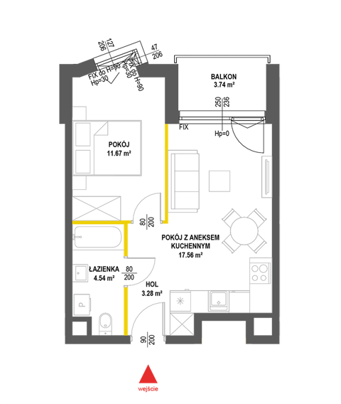 Plan 2 pok. 37m²