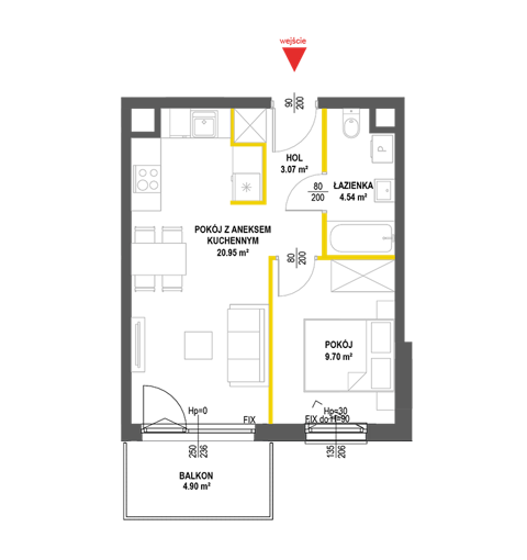 Plan 2 pok. 38m²