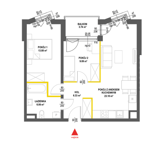 Plan 3 pok. 58m²